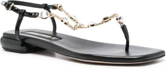 Miu Leren sandalen Zwart