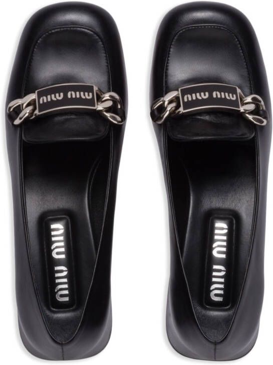 Miu Loafers met logoplakkaat Zwart