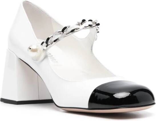 Miu Mary Jane leren pumps Wit