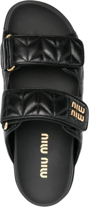 Miu Matelassé leren sandalen Zwart