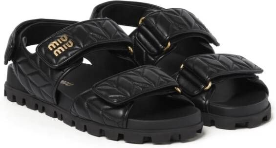 Miu Matelassé leren sandalen Zwart