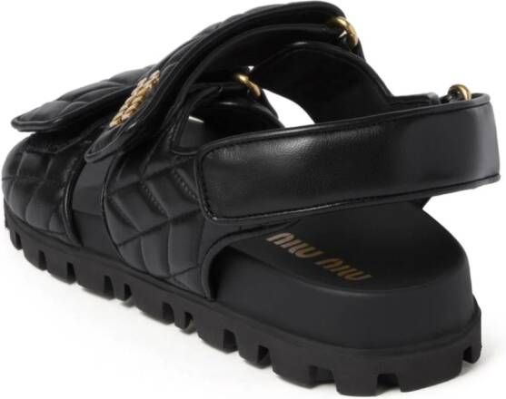 Miu Matelassé leren sandalen Zwart