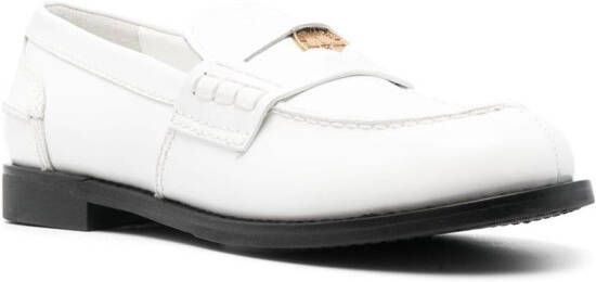 Miu Leren penny loafers Wit