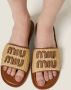 Miu Raffia slippers met logopatch Bruin - Thumbnail 5