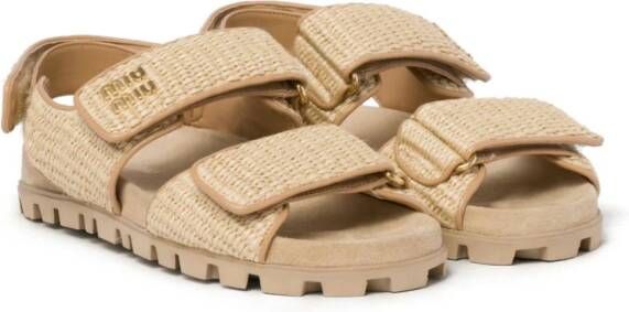 Miu Sandalen met dubbele bandjes Beige