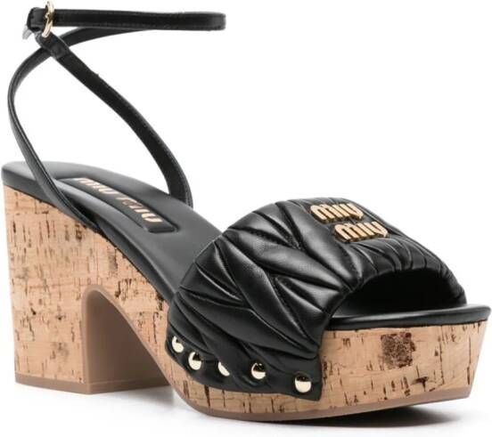 Miu Sandalen met logoplakkaat Zwart