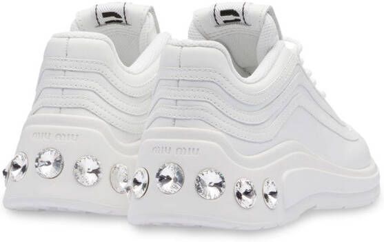 Miu Sneakers verfraaid met kristallen Wit