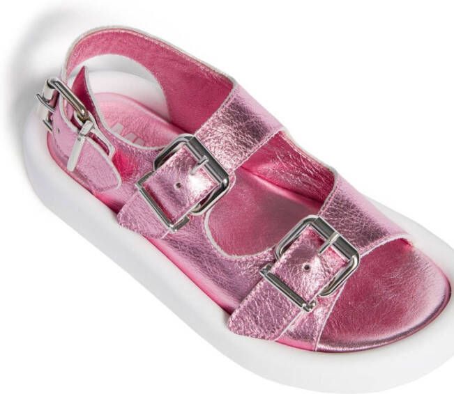 MM6 Maison Margiela Kids Leren sandalen met gesp Roze