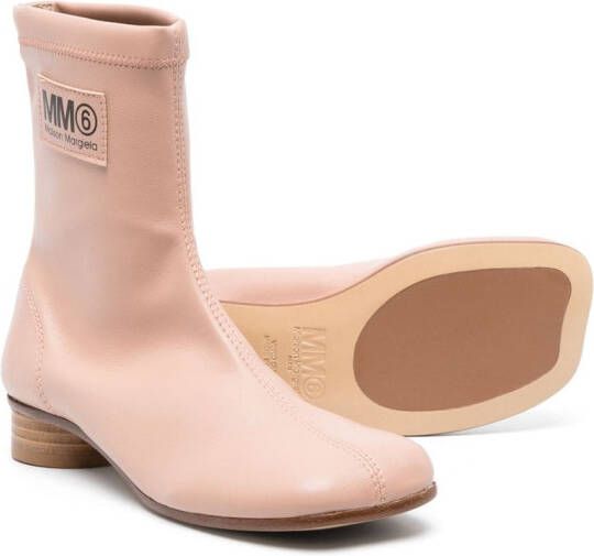 MM6 Maison Margiela Kids Enkellaarzen met logopatch Roze