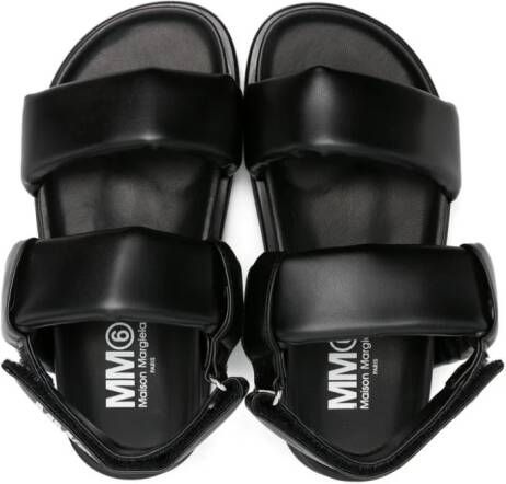 MM6 Maison Margiela Kids Leren sandalen met gewatteerde bandjes Zwart