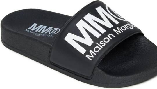 MM6 Maison Margiela Kids Slippers met logoprint Zwart