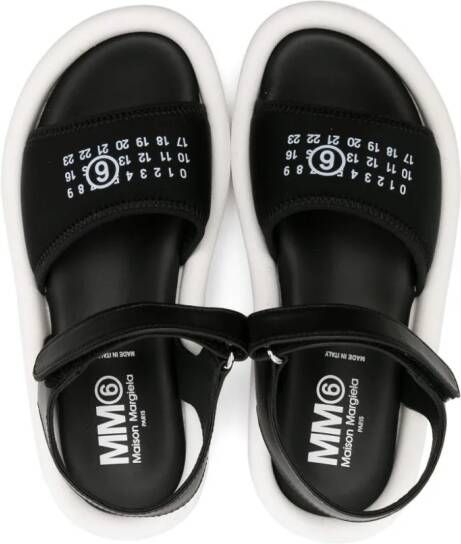 MM6 Maison Margiela Kids Sandalen met klittenband en getallenprint Zwart