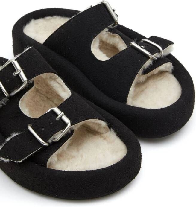 MM6 Maison Margiela Slippers met dubbele gesp Zwart