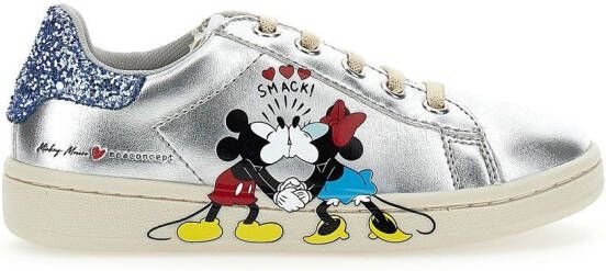 Moa Kids Mickey + Minnie sneakers met glitter Zilver