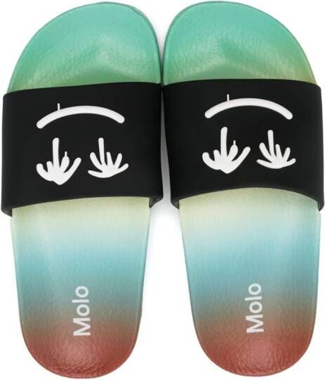 Molo Zhappy slippers met palmprint Zwart