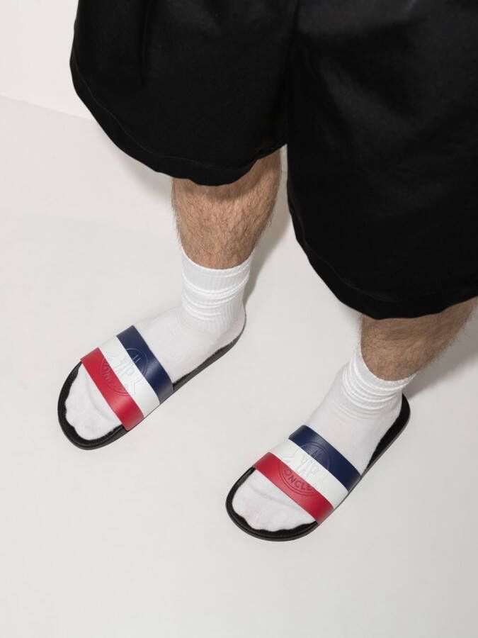 Moncler Basile gestreepte slippers Blauw