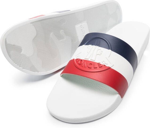 Moncler Basile gestreepte slippers Wit