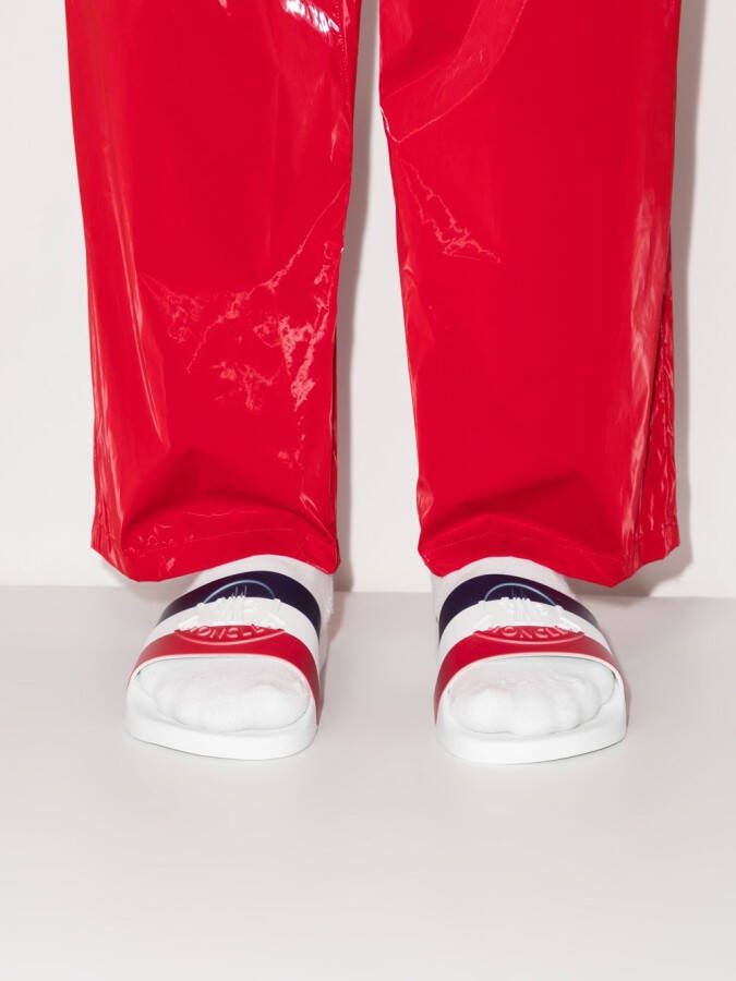 Moncler Basile gestreepte slippers Wit