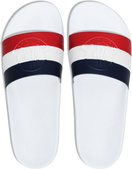 Moncler Basile gestreepte slippers Wit