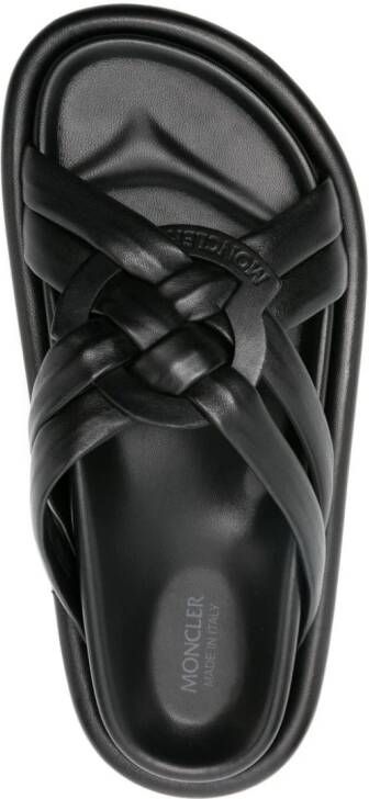 Moncler Bell slippers met gekruiste bandjes Zwart
