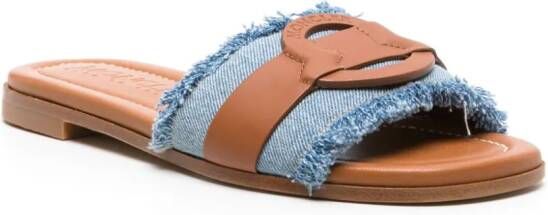 Moncler Bell denim slippers Blauw