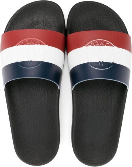 Moncler Enfant Basile slippers met logo-reliëf Zwart