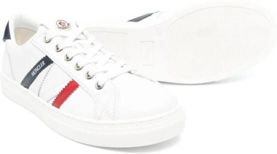 Moncler Enfant Leren sneakers met logoprint Wit