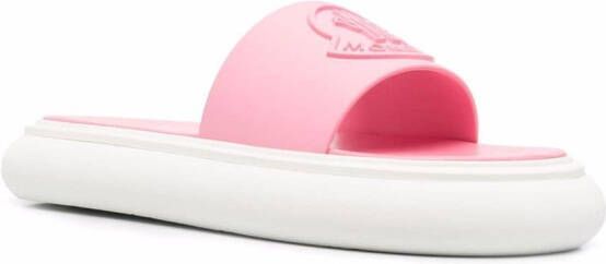 Moncler Jeanne slippers met logo-reliëf Roze