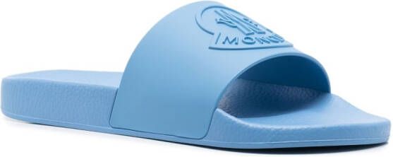 Moncler Slippers met logo-reliëf Blauw