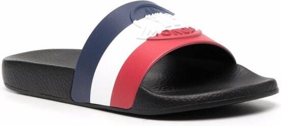 Moncler Teenslippers met logo-reliëf Blauw