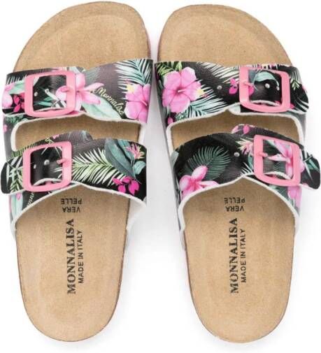 Monnalisa Badslippers met bloemenprint Roze