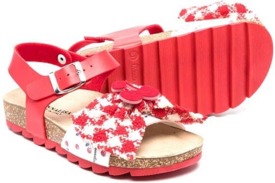 Monnalisa Sandalen met pied-de-poule print Rood