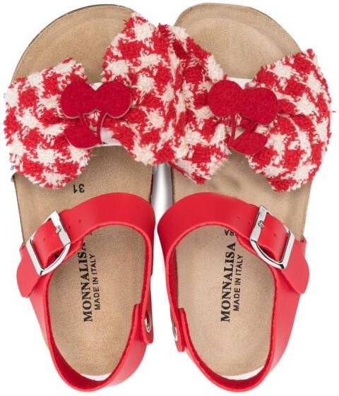 Monnalisa Sandalen met pied-de-poule print Rood