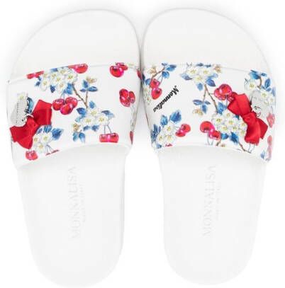 Monnalisa Slippers met kersenprint Wit