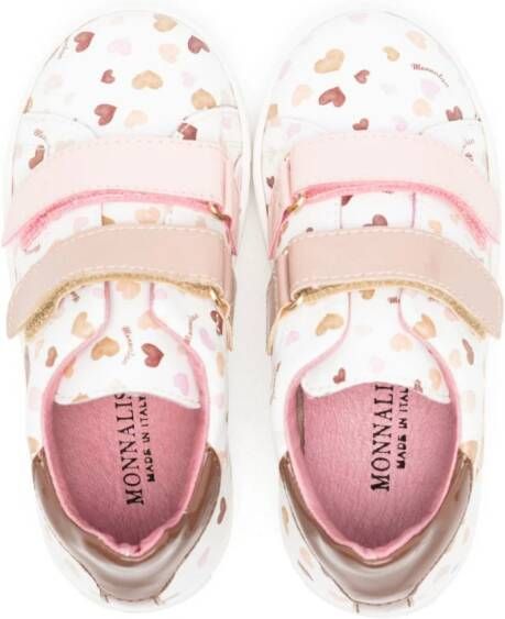 Monnalisa heart-print leather sneakers Wit