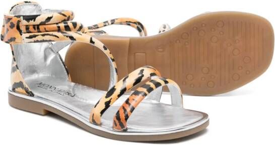 Monnalisa Sandalen met luipaardprint en klittenband Bruin