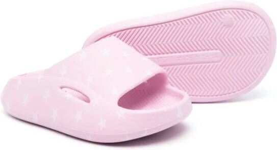 Monnalisa Slippers met logoprint en open neus Roze