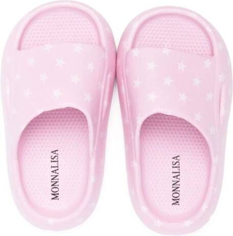 Monnalisa Slippers met logoprint en open neus Roze