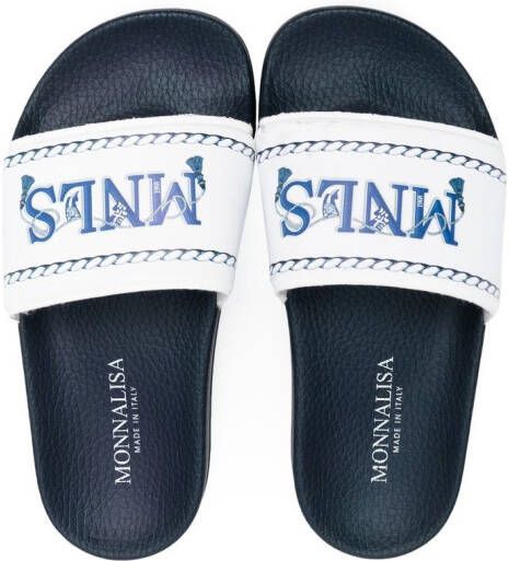 Monnalisa Slippers met logoprint Wit