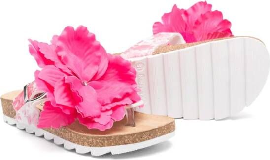 Monnalisa Teenslippers met bloemenpatch Roze