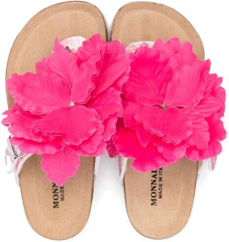 Monnalisa Teenslippers met bloemenpatch Roze