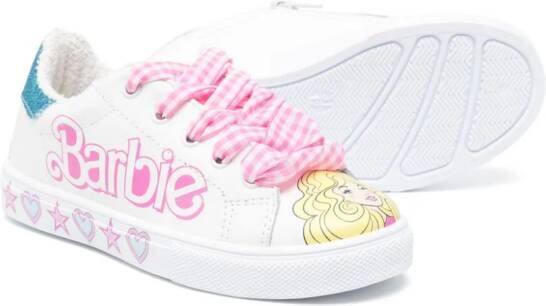 Monnalisa x Barbie Bicast leren sneakers Wit