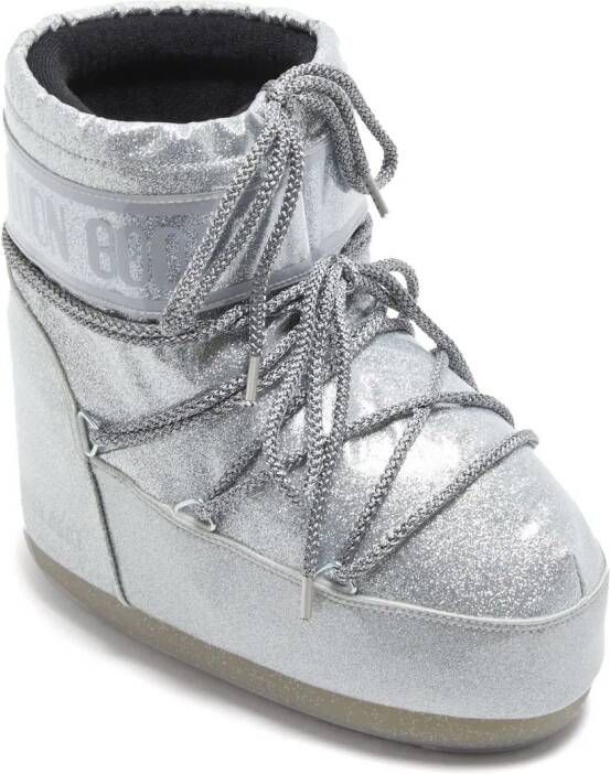 Moon Boot Icon Low laarzen met glitter Zilver