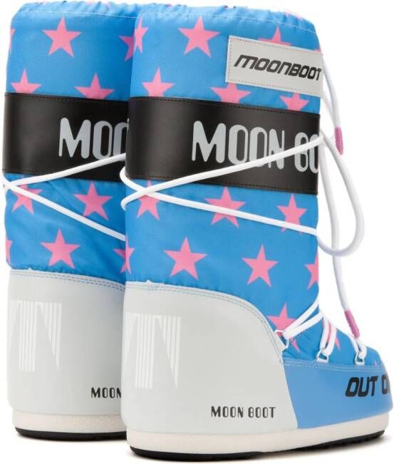 Moon Boot Icon Retrobiker laarzen met sterprint Blauw