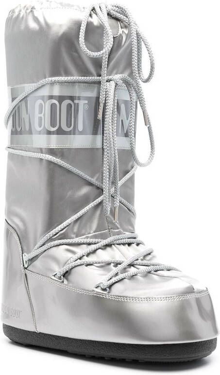 Moon Boot Kids Icon Junior snowboots met veters Zilver