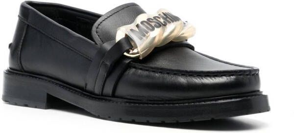 Moschino Loafers met logoplakkaat Zwart