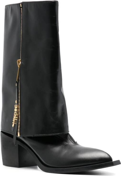 Moschino 70mm leren cowboylaarzen Zwart