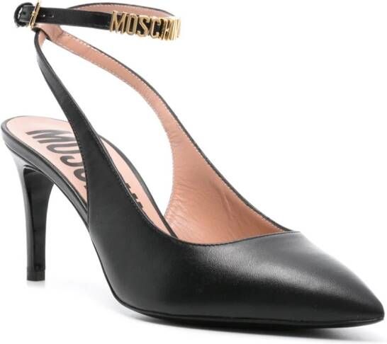 Moschino 80 mm leren pumps Zwart