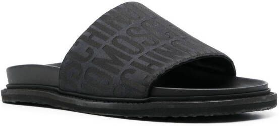 Moschino Badslippers met logoprint Zwart