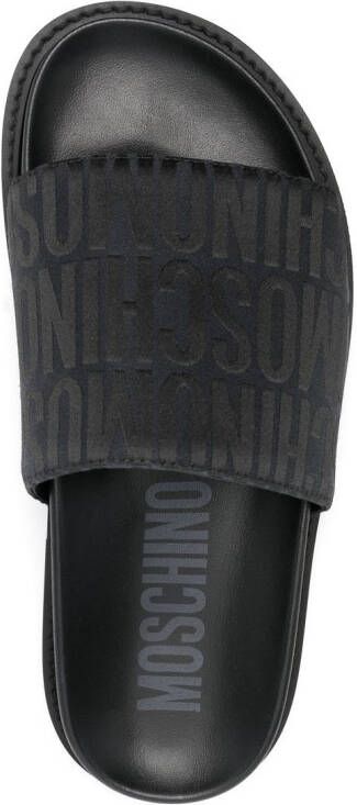 Moschino Badslippers met logoprint Zwart